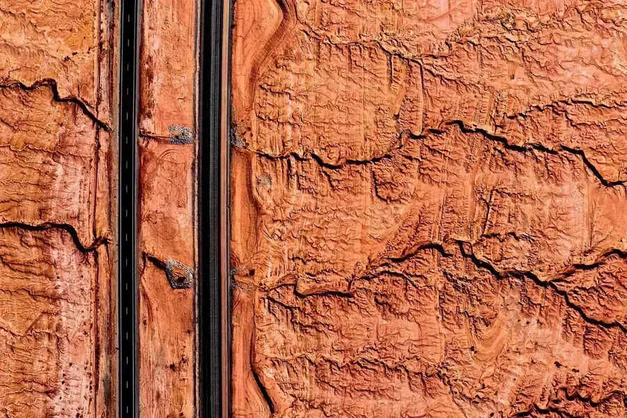 Highway Desert Abstract Aerial Photography — photograph by José Luis Vílchez